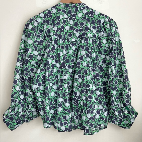 Anthropologie Maeve Cherry green Apple Balloon Sleeve top  lightweight Cotton M - Picture 3 of 7